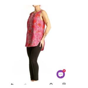 CAbi Jubliee pink paisley zipper back sleeveless top, women's size M